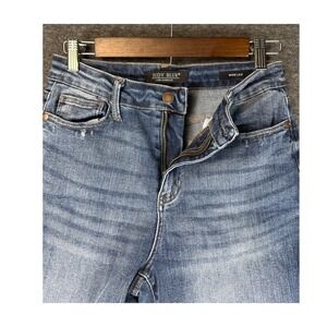 JUDY BLUE Wide Leg Cropped Jeans Women's Size 5 27 Blue Denim Distressed Preppy